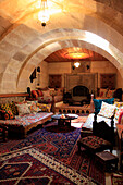Cosy living room in a cave dwelling