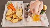 Ingredients for rosemary chicken with vegetables