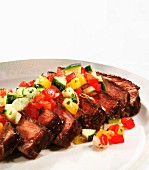 Sliced Steak with Diced Sauteed Vegetables