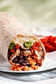 Chicken Burrito with Rice, Beans, Cheese and Guacamole