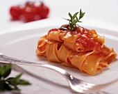 Tagliatelle al pomodoro (ribbon pasta with tomato sauce)