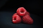 Fresh Raspberries on a Black Background