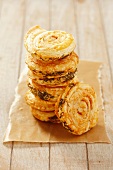 Puff pastries with salami and cheese
