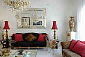 Eclectic mixture of styles in interior united by harmonious colour scheme of sofa set