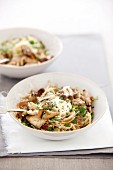 Pasta with mushrooms and bacon