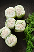 Mini spring rolls with cucumber and tuna