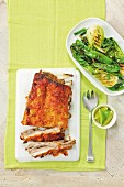 Vietnamese spiced spare ribs with grilled pak choi salad
