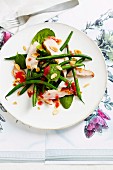 Smoked chicken and bean salad with raspberry dressing