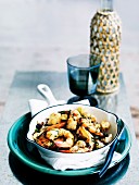 Baked prawns with sourdough croutons