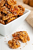 Candied walnuts with sesame seeds