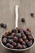 A spoon full of juniper berries