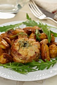 Roasted rolled veal with blue cheese and La Ratte potatoes