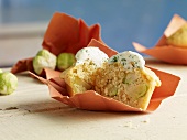 Sprout muffin with herb quark topping