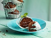 Muffins filled with small bars of mint chocolate