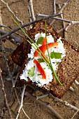 Kräuter-Ziegenkäse mit Paprika auf Vollkornbrot