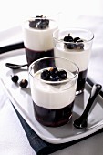 Panna cotta with blueberries and blackcurrants