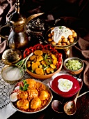 An assortment of Indian curry dishes