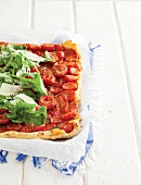 Tomato tart with rocket and parmesan