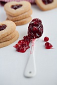 Cranberry jam and heart-shaped biscuits