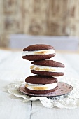 Three stacked whoopie pies