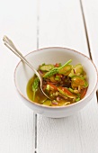 Asparagus vinaigrette in a bowl