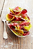 Carpaccio of red and yellow beet