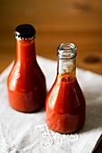 Bottles of home-made ketchup