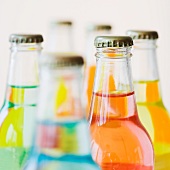 Close up of glass soda bottles