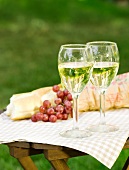 Wine glasses on outdoor table