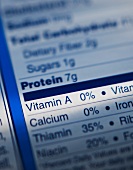 Close-up of nutrition information