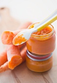 Möhrenbrei als Babynahrung und frische Karotten