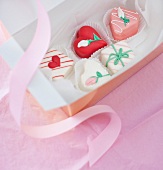 Studio shot of box of heart-shaped candies