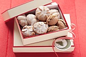 Assorted Christmas cookies in a box for gifting