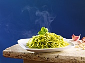 Spaghetti with basil pesto