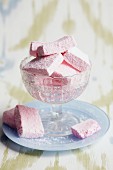 Marshmallows in glass bowl