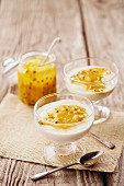 Yoghurt with passion fruit curd
