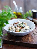 Pasta with pancetta and mushrooms