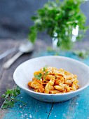 Pasta with tomatoes and parsley
