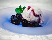 A scoop of blueberry ice cream