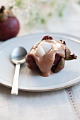 Mangosteen filled with chocolate mousse