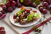 Salad with grapes and mangosteen