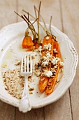 Baked carrots with feta and balsamic vinegar