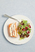 Smoked salmon and cream cheese terrine served with salad