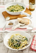 Tagliatelle with spinach, mascarpone, parmesan and pancetta