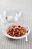 Cereal flakes with beetroot