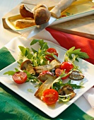 Insalata di rucola e porcini (rocket salad with porcini mushrooms)