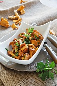 Fresh chanterelles with parsley