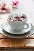 Creamy blackberry dessert in a cup