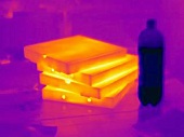 An infra-red image of pizza boxes