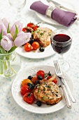 Pork chops with black olives and cherry tomatoes